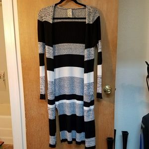 Black white and gray long cardigan. Size medium